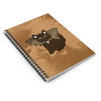 Cute Bat Cat Spiral Notebook — Halloween Journal for Kids & Teens