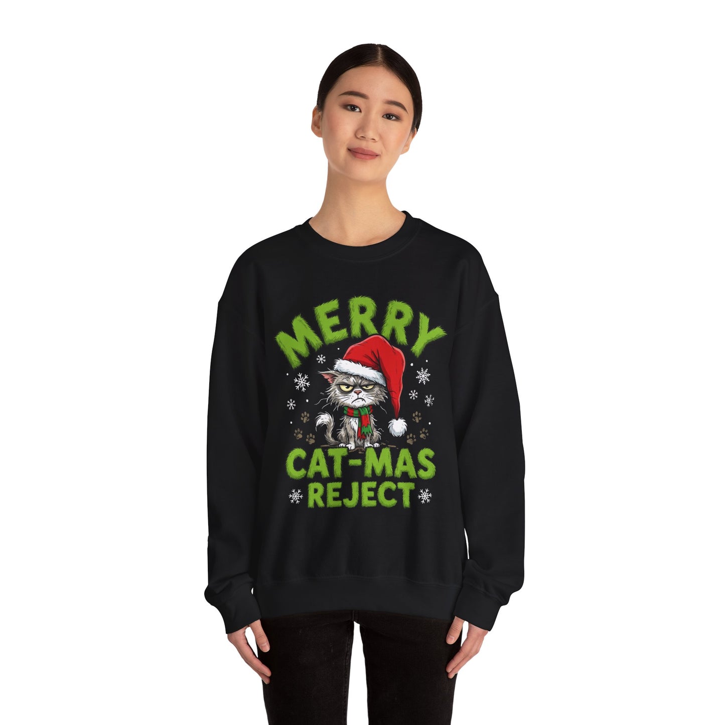 Merry Cat-mas Reject Sweatshirt – Funny Christmas Cat Crewneck