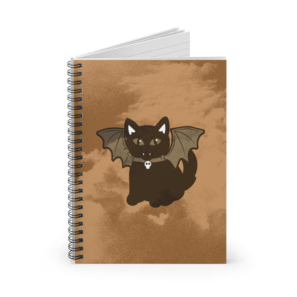 Cute Bat Cat Spiral Notebook — Halloween Journal for Kids & Teens