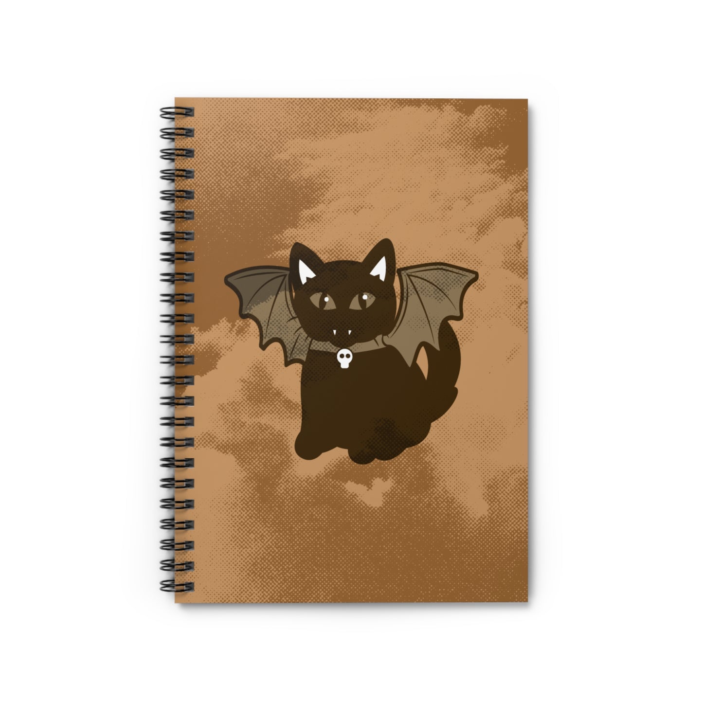 Cute Bat Cat Spiral Notebook — Halloween Journal for Kids & Teens