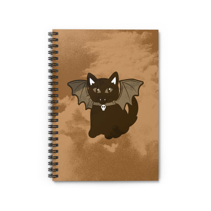 Cute Bat Cat Spiral Notebook — Halloween Journal for Kids & Teens