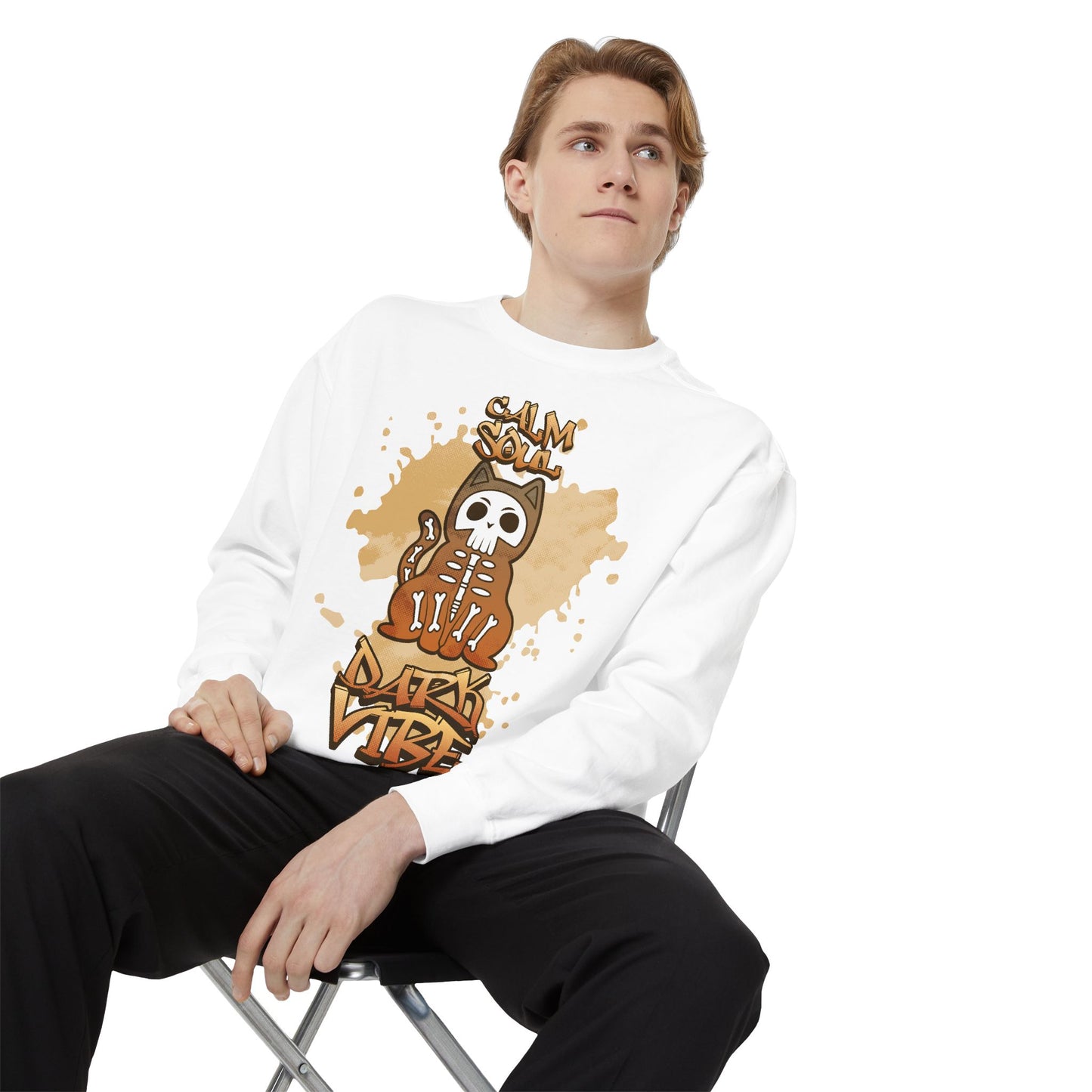 Skeleton Cat "Dazed Vibe" Sweatshirt