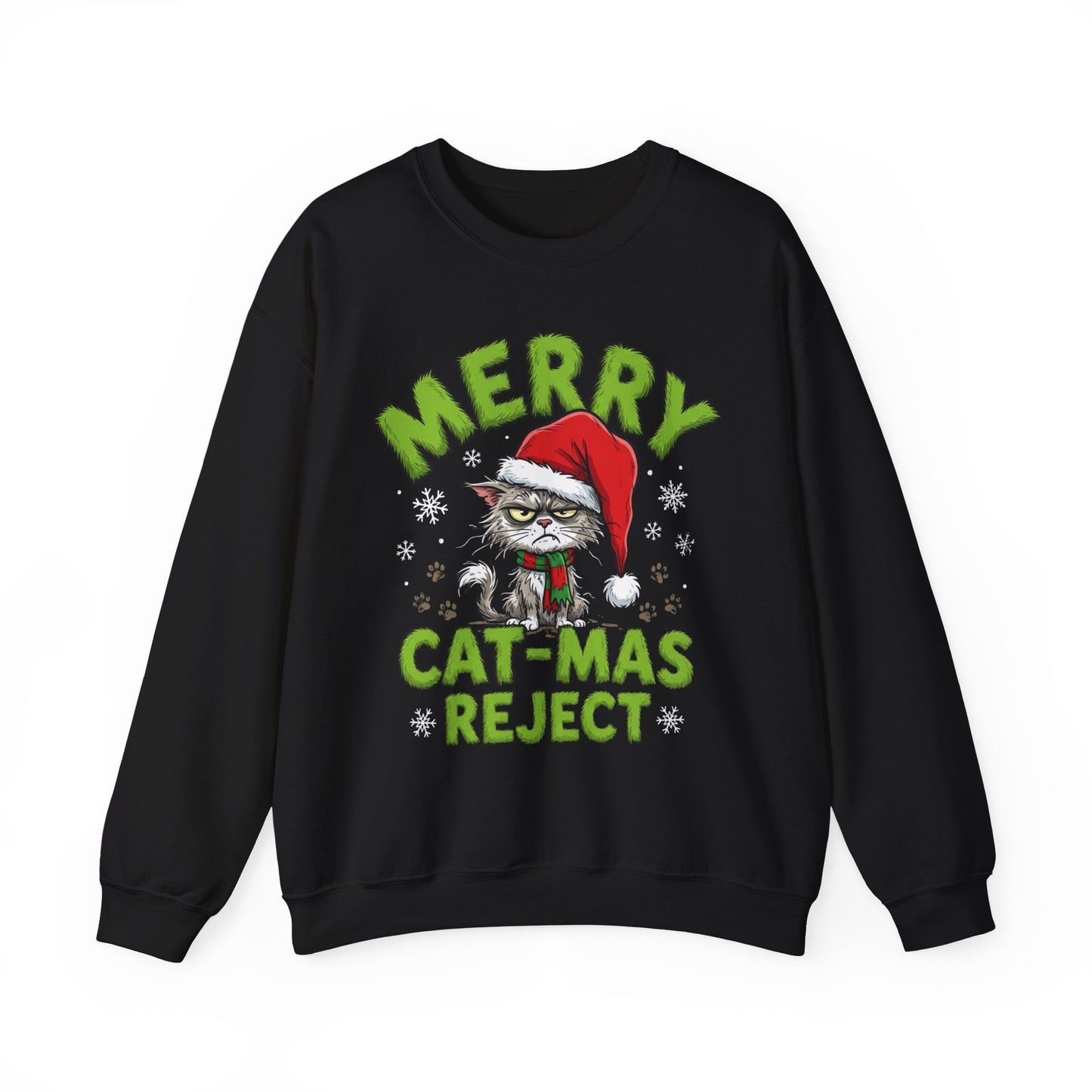 Merry Cat-mas Reject Sweatshirt – Funny Christmas Cat Crewneck